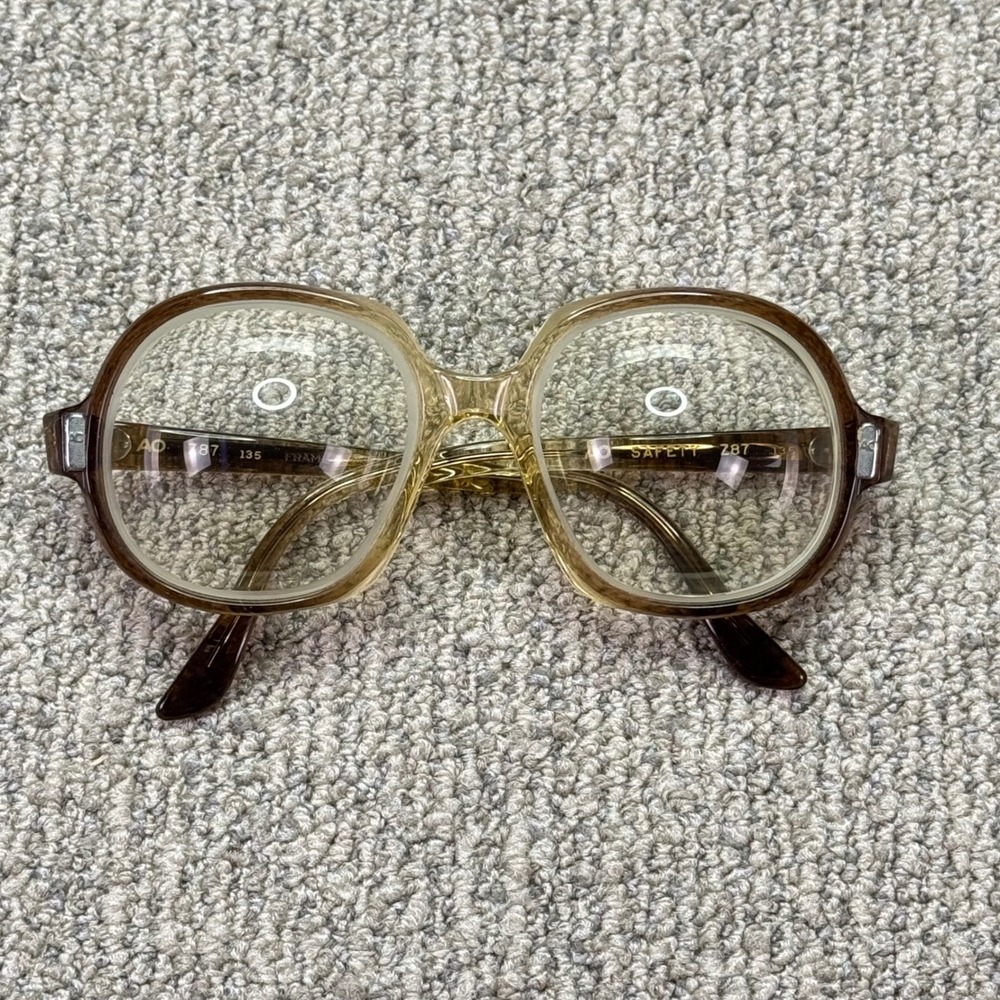 Vintage AO Safety Z87 Glasses Brown Ombré American Optical Frame Canada Workwear